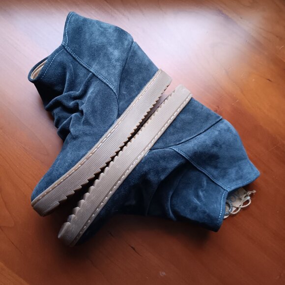 Sofft AQUA Midnight Navy Blue Suede Waterproof Wedge Booties - Picture 2 of 9